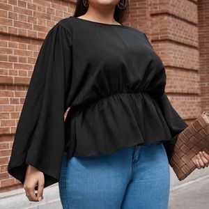 Drawstring back peplum shirt